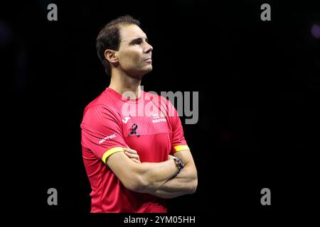 Malaga, Espagne. 20 novembre 2024. Rafael Nadal di Spagna durante la cerimonia di addio dopo il match di quarti di finale di Coppa Davis 2024 tra Paesi Bassi e Spagna al Palacio de Deportes Jose Maria Martin Carpena il 19 novembre 2024 a Malaga, Spagna - foto Jean Catuffe/DPPI Credit: DPPI Media/Alamy Live News Foto Stock