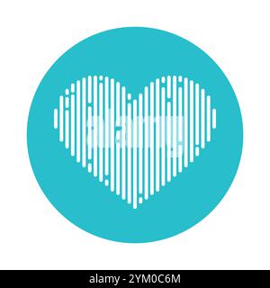 Icona a forma di cuore con onde sonore in un cerchio blu. Equalizzatore musicale. Illustrazione vettoriale Illustrazione Vettoriale