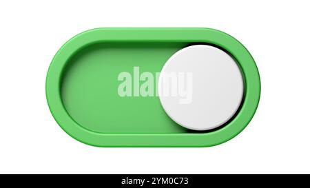 Interruttore a bilanciere. Pulsante di accensione e spegnimento. Colore verde. illustrazione 3d. Foto Stock