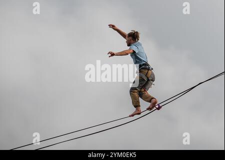 LUBIN, POLONIA - 30 SETTEMBRE 2023: X Memorial Iwony Buczek, gara di arrampicata e camminata sul tropico Foto Stock