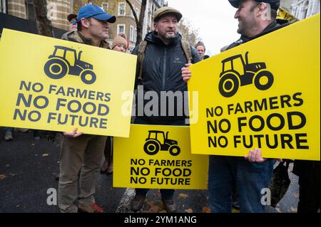 Il 19 novembre 2024 più di 30.000 agricoltori sono venuti a Whitehall per protestare contro il partito laburista ha proposto modifiche alla tassa di successione. Foto Stock