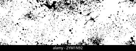 La vernice spray schizza il motivo vettoriale senza cuciture. L'inchiostro nero gocciola, gocce di pennello e bolle. Spruzzi di graffiti, macchie di inchiostro con effetto speckle. Spruzzi di pennello, bolle di liquido, macchie di schizzi sporchi Illustrazione Vettoriale