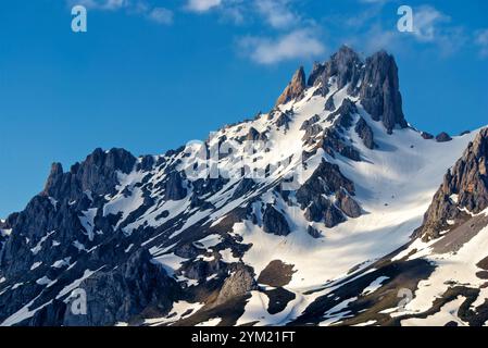 Torre del Friero (2445 m). Massiccio Centrale. Valdeon Valley. Parco Nazionale di Picos de Europa. Provincia di León. Castilla y Leon. Spagna. Foto Stock