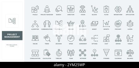Equilibrio di decisioni e idee di successo, creazione di team building di sottili profili neri illustrazione vettoriale. Gestione dei progetti, organizzazione aziendale per la crescita dei progressi. Illustrazione Vettoriale