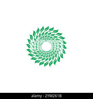 Leaf Circular Reuse Green Energy Vector. design con logo organico. Il logo lascia spirale Illustrazione Vettoriale