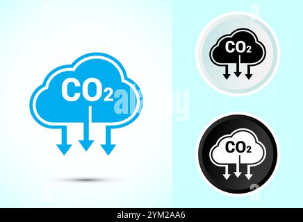 Illustrazione del design dell'icona del biossido di carbonio, icona di riduzione del gas co2 Illustrazione Vettoriale