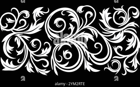 vecchio vettore vintage con motivo a spirale bianco e nero, nello stile della ceramica, 1970–oggi, arte precisionista, arte fenicia, disegni di fantasie Illustrazione Vettoriale