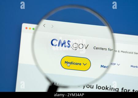 Ostersund, Svezia - 17 novembre 2024. Pagina Web Centers for Medicare and Medicaid Services (CMS). CMS è un'agenzia federale all'interno del Dipartimento degli Stati Uniti Foto Stock