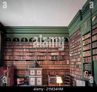 Scaffali in una biblioteca in una casa privata Foto Stock