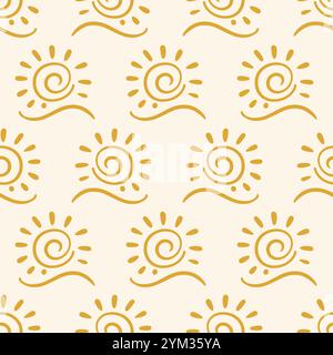 Boho Aztec Sun Seamless Pattern Tribal background Illustrazione Vettoriale