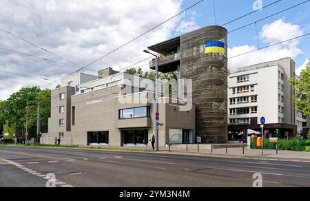 Memoriale del muro di Berlino, Centro di documentazione, a Bernauer Straße. Foto Stock