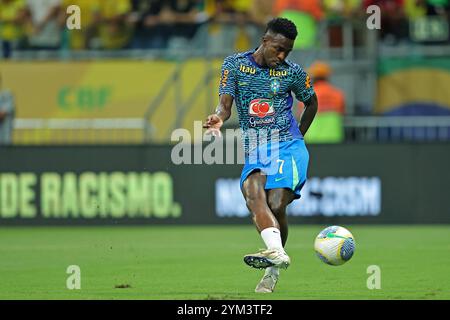 Salvador, Brasile. 20 novembre 2024. Vinícius Jr. Do Brasil, Momentos antes da partida entre Brasil e Uruguay, pela 12a rodada das Eliminatórias sul-Americanas para a Copa do Mundo FIFA 2026, na Arena fonte Nova, nesta terza-feira 19. Crediti: DiaEsportivo/Alamy Live News Foto Stock