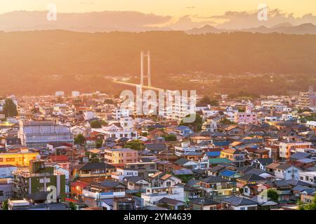 Chichibu, Saitama, skyline della città giapponese al crepuscolo. Foto Stock