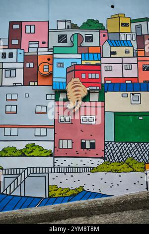 2024 settembre, murale al Gamcheon Culture Village di Busan, Corea del Sud Foto Stock