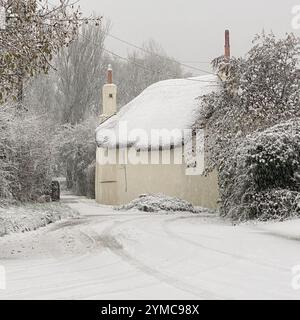 Doddiscombsleigh, Devon, Regno Unito. 21 novembre 2024. Meteo Regno Unito: Neve a Doddiscombsleigh, Teign Valley, Devon. Crediti: Nidpor/Alamy Live News Foto Stock