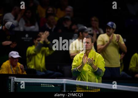 Malaga, Spagna, 21, novembre 2024. Lleyton Hewitt capitano della squadra australiana ai quarti di finale della Coppa Davis 8 match singoli 1. Crediti: Vicente Vidal Fernandez/Alamy Live News Foto Stock