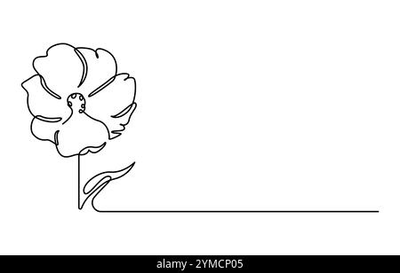 Poppy, Remembrance Day o Veterans Day Continuous Line Drawing Illustrazione Vettoriale