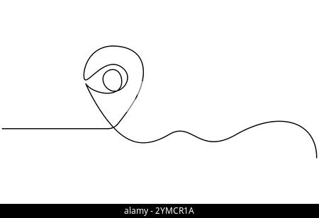 immagine grafica vettoriale con contorno della posizione e indicazioni del percorso su una linea continua del punto della mappa google Illustrazione Vettoriale