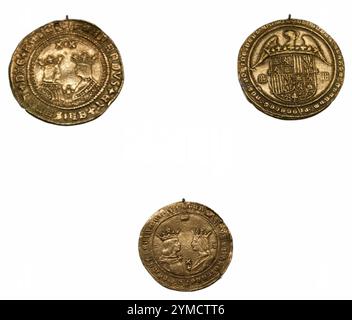 soldi vecchi mezzi di pagamento monete antiche fatte d'oro Foto Stock