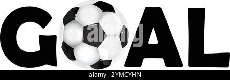 Parola Goal e lettera o come pallone da calcio con sfondo bianco Transparennt Illustrazione Vettoriale