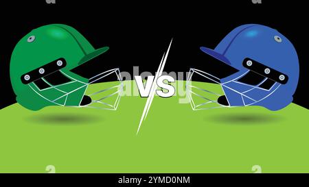 Caschi Pakistan vs India con sfondo verde nero contro Pakistan e India Illustrazione Vettoriale