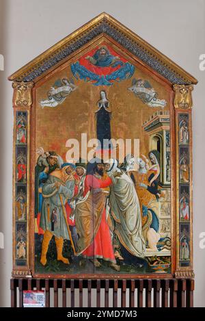 Nocera Umbra. Pinacoteca Comunale. Matteo da Gualdo. Incontro di Gioacchino e Anna alla porta Aurea. (Realizzato durante il Pontificato di Alessandro vi Borgia (1492-1503) Tempera su legno Foto Stock