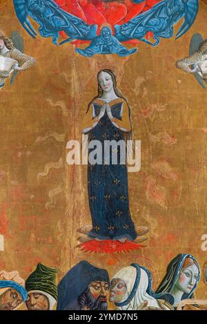 Nocera Umbra. Pinacoteca Comunale. Matteo da Gualdo. Incontro di Gioacchino e Anna alla porta Aurea. (Realizzato durante il Pontificato di Alessandro vi Borgia (1492-1503) Tempera su legno Foto Stock