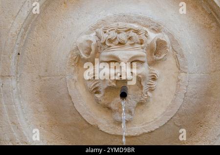 Ancona. Centro storico. Fontana del Calamo o dei tredici beccucci (maschera) Foto Stock