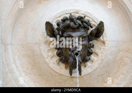 Ancona. Centro storico. Fontana del Calamo o dei tredici beccucci (maschera) Foto Stock