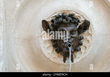 Ancona. Centro storico. Fontana del Calamo o dei tredici beccucci (maschera) Foto Stock