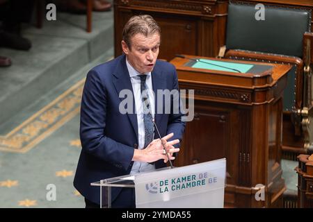 Bruxelles, Belgio. 21 novembre 2024. Il ministro della giustizia uscente Paul Van Tigchelt, nella foto di giovedì 21 novembre 2024, durante una sessione plenaria della camera presso il Parlamento federale di Bruxelles. BELGA PHOTO JAMES ARTHUR GEKIERE credito: Belga News Agency/Alamy Live News Foto Stock