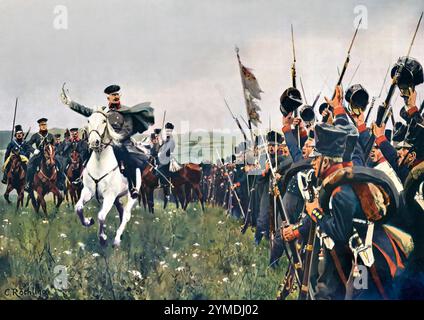 Generale Gebhard Leberecht von Blücher, Fürst von Wahlstatt, durante la Battaglia di Katzbach il 26 agosto 1813, Guerre Napoleoniche Foto Stock