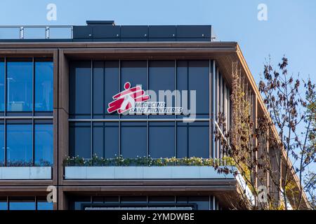 Vista esterna del quartier generale di Medici senza frontiere (MSF), un'organizzazione internazionale umanitaria medica non governativa Foto Stock