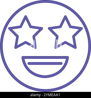 occhi di stelle emoji al neon Illustrazione Vettoriale