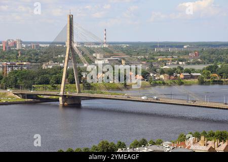 Ponte di Vanšu, inclinazione di Vanšu, riga, Lettonia, Europa Foto Stock