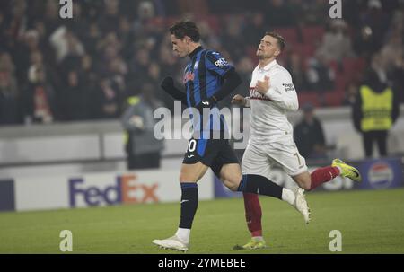 Partita di calcio, Nicolo' ZANIOLO Atalanta Bergamo 10 ha appena segnato il 0:2 per l'Atalanta Bergamo e tira con il pugno destro verso l'alto, Maximilian mi Foto Stock