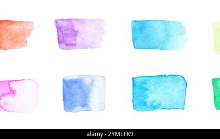 Colorato acquerello pennellate in tonalità pastello su sfondo bianco per creare creativi disegni artistici. Foto Stock