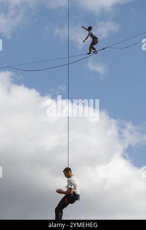 LUBIN, POLONIA - 30 SETTEMBRE 2023: X Memorial Iwony Buczek, gara di arrampicata e camminata sul tropico Foto Stock