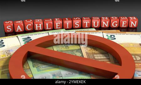 Immagine simbolica sul tema delle prestazioni in natura invece che in denaro in Germania Foto Stock
