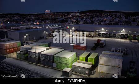 Paesaggi dal porto di Tromsø, Norvegia. Inverno Foto Stock