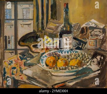 Filippo De Pisis, la tragica bottiglia - la bottiglia tragica - 1927, olio su cartone, Ferrara, Italia Foto Stock