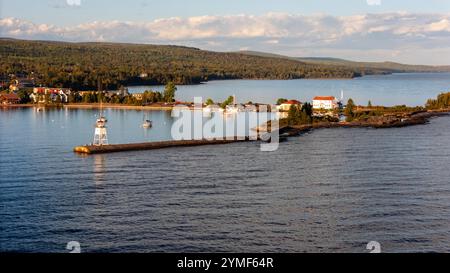 Fotografia aerea di Grand Marais, Minnesota, Stati Uniti. Foto Stock