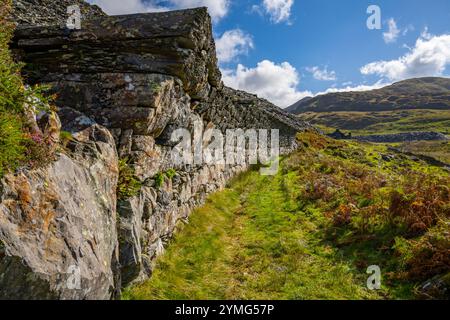 Cwm Ystradllyn e Gorseddau e le cave di ardesia del Principe di Galles Foto Stock