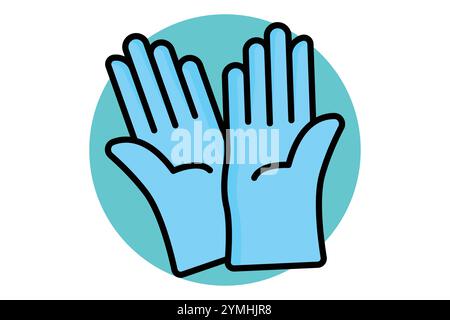 Icona guanti. stile icona contorno colorato. icona relativa al giardinaggio. illustrazione vettoriale degli elementi degli strumenti per il giardinaggio Illustrazione Vettoriale