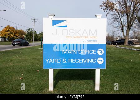 J. Oskam acciaieria su Rosedale Avenue a Port Colborne, Ontario, Canada Foto Stock