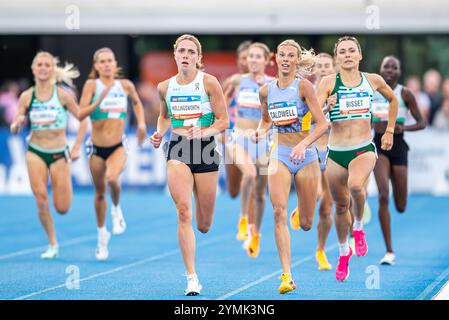 Melbourne, Australia. 15 febbraio 2024. I corridori australiani Claudia Hollingsworth, Abbey Caldwell e Catriona Bisset visti in azione durante il Maurie Plant Meet 2024 Melbourne al Lakeside Stadium. World Athletics Continental Tour Gold Meet. (Foto di Olivier Rachon/SOPA Images/Sipa USA) credito: SIPA USA/Alamy Live News Foto Stock