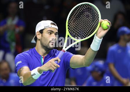 Malaga, Espagne. 21 novembre 2024. Matteo Berrettini dell'Italia durante i quarti di finale di Coppa Davis 2024 tra Italia e Argentina al Palacio de Deportes Jose Maria Martin Carpena il 21 novembre 2024 a Malaga, Spagna - Photo Jean Catuffe/DPPI Credit: DPPI Media/Alamy Live News Foto Stock