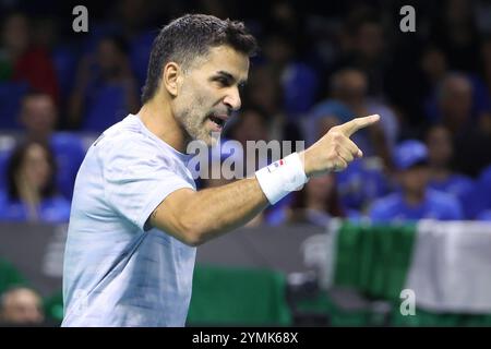 Malaga, Espagne. 21 novembre 2024. Maximo Gonzalez dell'Argentina durante i quarti di finale di Coppa Davis 2024 tra Italia e Argentina al Palacio de Deportes Jose Maria Martin Carpena il 21 novembre 2024 a Malaga, Spagna - foto Jean Catuffe/DPPI Credit: DPPI Media/Alamy Live News Foto Stock