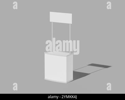 Bianco bianco bianco bianco bianco isometrico stand portatile 3D Mockup rendering Foto Stock