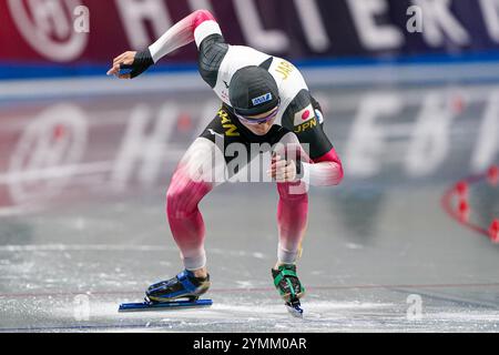 Nagano, Giappone. 22 novembre 2024. NAGANO, GIAPPONE - 22 NOVEMBRE: Wataru Morishige di JPN gareggia sui 500m maschili durante la Coppa del mondo ISU di Speed Skating al M Wave Stadium il 22 novembre 2024 a Nagano, Giappone (foto di Andre Weening/Orange Pictures) crediti: Orange Pics BV/Alamy Live News Foto Stock